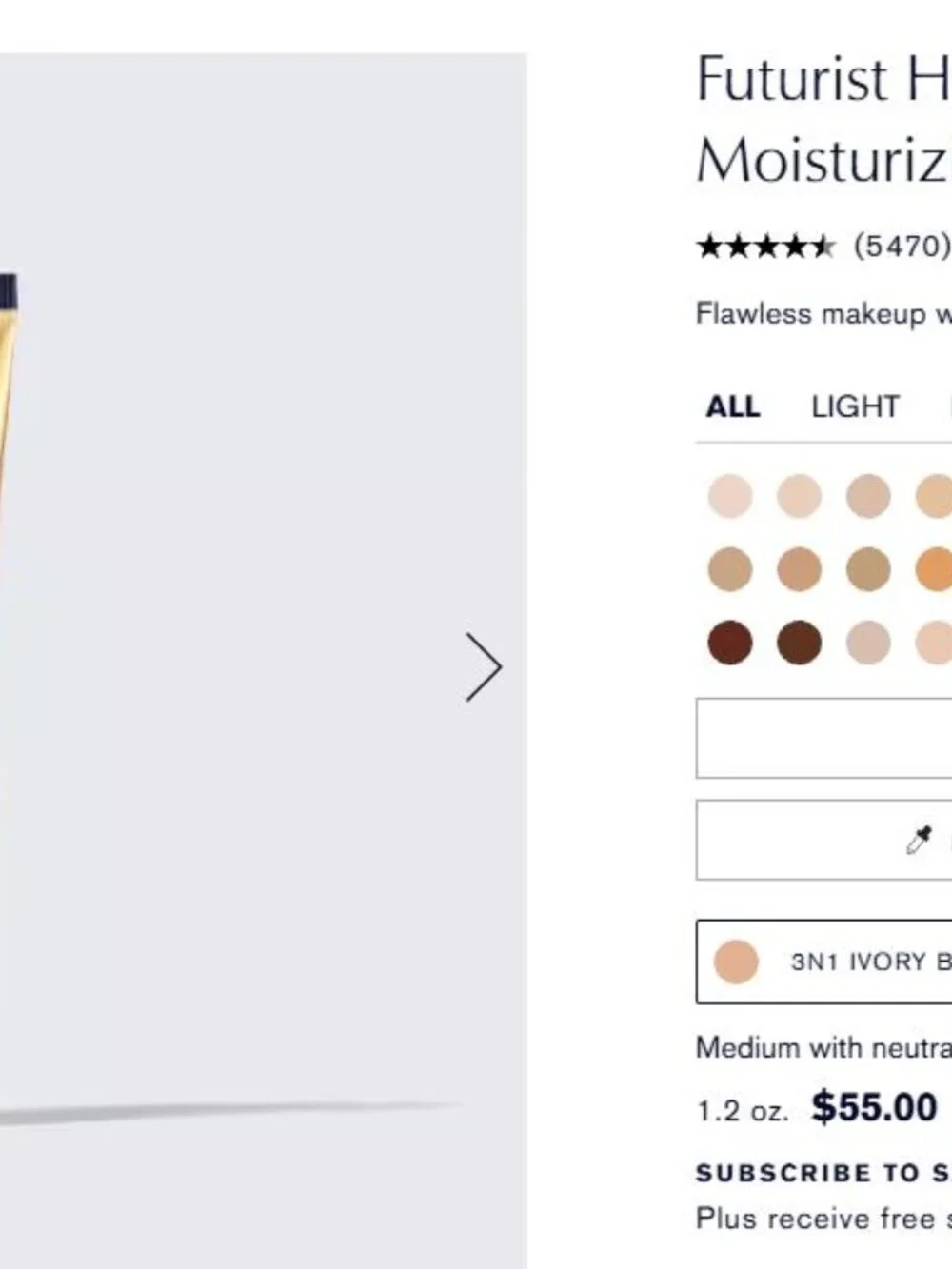 NIB Futurist Hydra Rescue Moisturizing Foundation SPF 45 3N1 (Ivory beige)